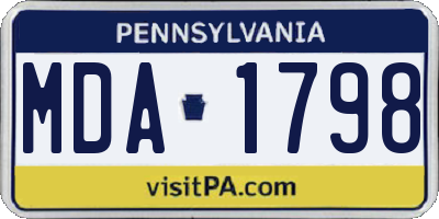 PA license plate MDA1798