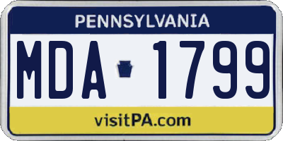 PA license plate MDA1799