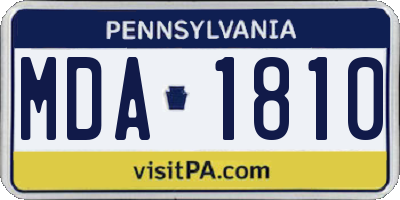 PA license plate MDA1810