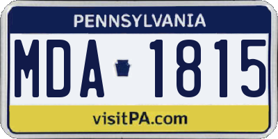 PA license plate MDA1815