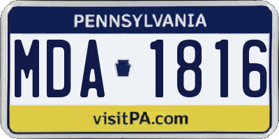 PA license plate MDA1816