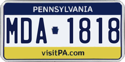 PA license plate MDA1818