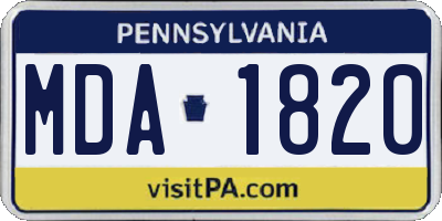 PA license plate MDA1820