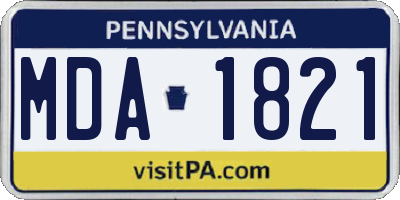 PA license plate MDA1821