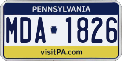 PA license plate MDA1826