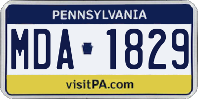 PA license plate MDA1829