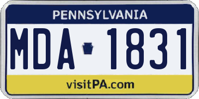 PA license plate MDA1831