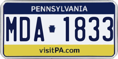 PA license plate MDA1833
