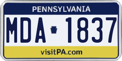 PA license plate MDA1837
