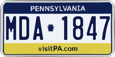 PA license plate MDA1847