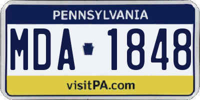 PA license plate MDA1848