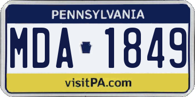 PA license plate MDA1849