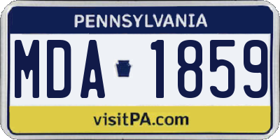 PA license plate MDA1859
