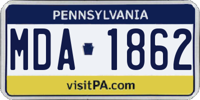 PA license plate MDA1862