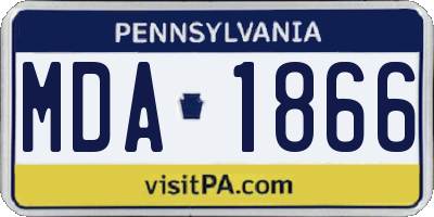 PA license plate MDA1866