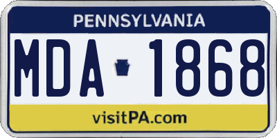 PA license plate MDA1868