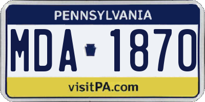 PA license plate MDA1870