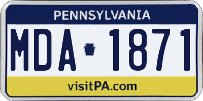 PA license plate MDA1871
