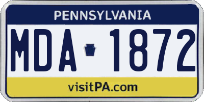 PA license plate MDA1872