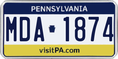 PA license plate MDA1874