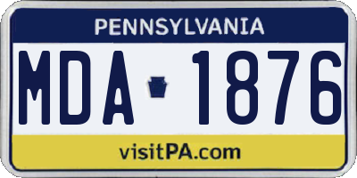 PA license plate MDA1876