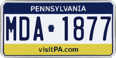 PA license plate MDA1877