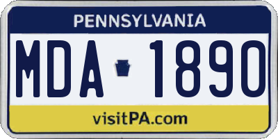 PA license plate MDA1890