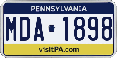 PA license plate MDA1898