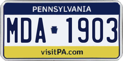 PA license plate MDA1903