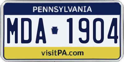 PA license plate MDA1904