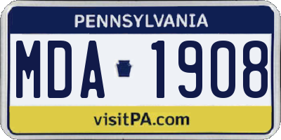 PA license plate MDA1908