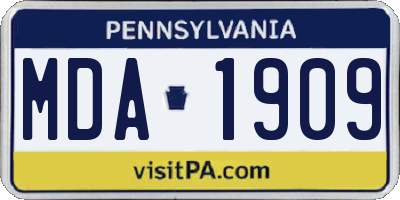 PA license plate MDA1909