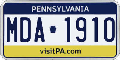 PA license plate MDA1910