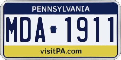 PA license plate MDA1911