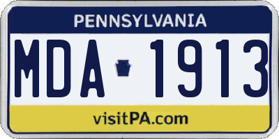 PA license plate MDA1913