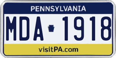 PA license plate MDA1918