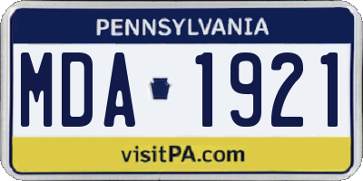 PA license plate MDA1921