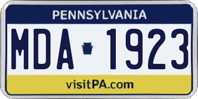 PA license plate MDA1923