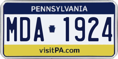 PA license plate MDA1924