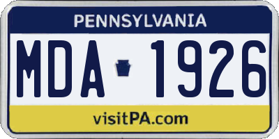 PA license plate MDA1926