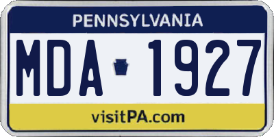 PA license plate MDA1927