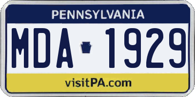 PA license plate MDA1929