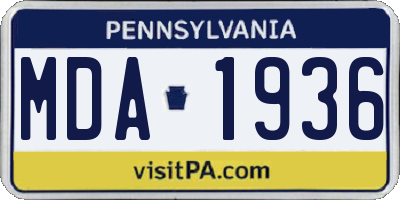 PA license plate MDA1936