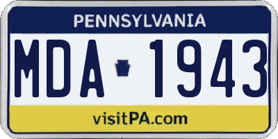 PA license plate MDA1943
