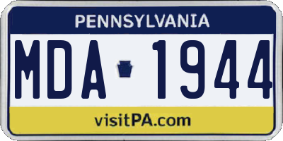 PA license plate MDA1944