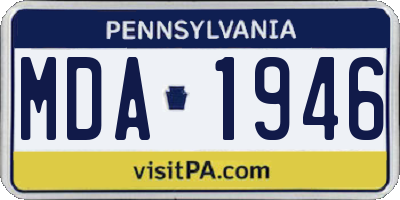 PA license plate MDA1946