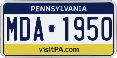 PA license plate MDA1950