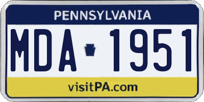 PA license plate MDA1951