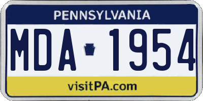 PA license plate MDA1954