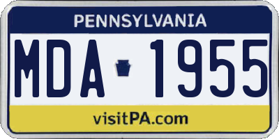 PA license plate MDA1955